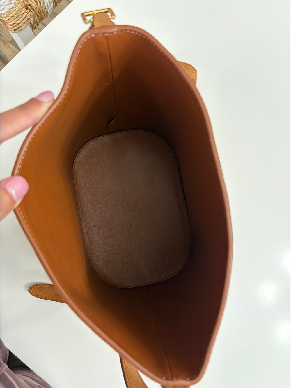 Celine Medium Louise Bucket Bag Suede Calfskin Brown Camel With Gold Hardware - Picture 7 of 9